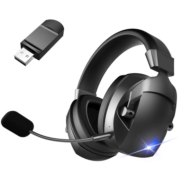 YUOY auriculares inalámbricos para juegos de 2.4GHz, compatibles con PS5/PS4/PC, adaptador para auriculares compatible con Switch/Xbox Series X, autonomía de 48 horas.