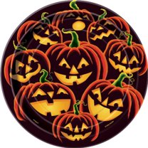 7" Halloween Pumpkin Grin Paper Dessert Plates, 8ct