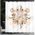 thumbnail image 4 of Ambesonne Fleur De Lis Shower Curtain, Retro Floral Swirls, 69"Wx70"L, Brown White, 4 of 5