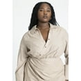 thumbnail image 4 of ELOQUII Women's Plus Size Asym Striped Shirt Dress, 4 of 4