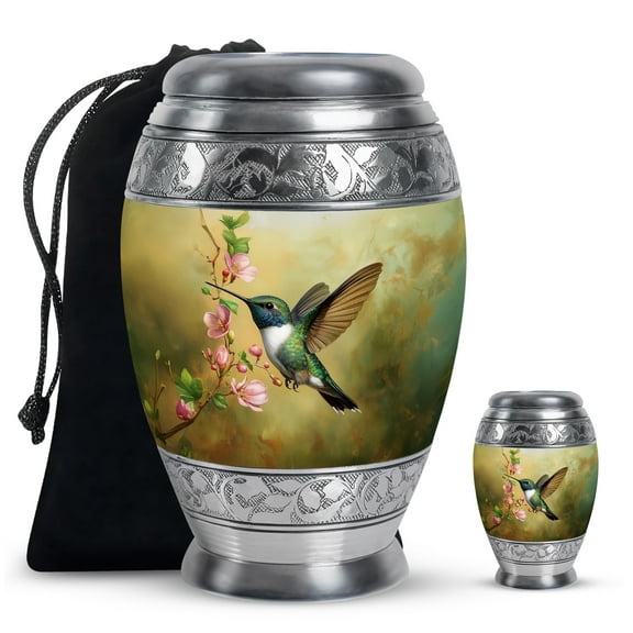 Yatskia Blossoms Hummingbird Urns For Human Ashes Adult Female & Male, Small Keepsake Urns For Human Ashes, (Monar 10 Inch and 3 Inch)
