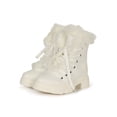 thumbnail image 5 of Women Fur Lined Collar Lace Up Platform Combat Booties 19652, 5 of 6