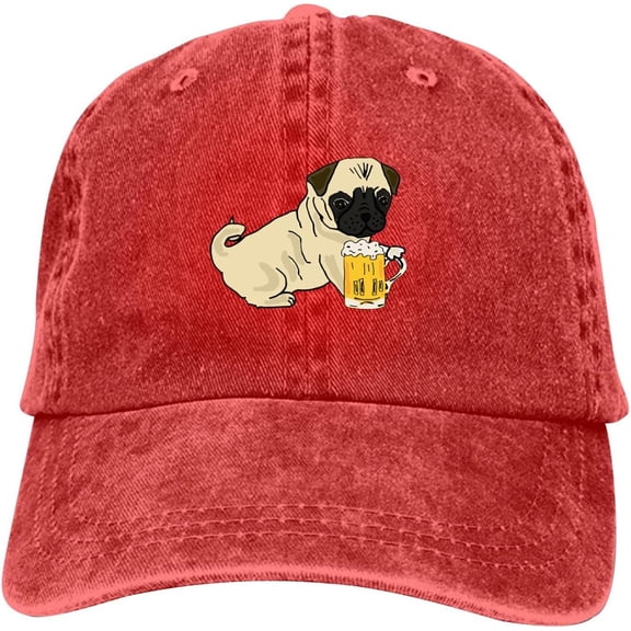 Pug Like Beer Baseball Cap Vintage Adjustable Washed Hats Cowboy Hats Denim Dad Hat for Men Women Boy Girl