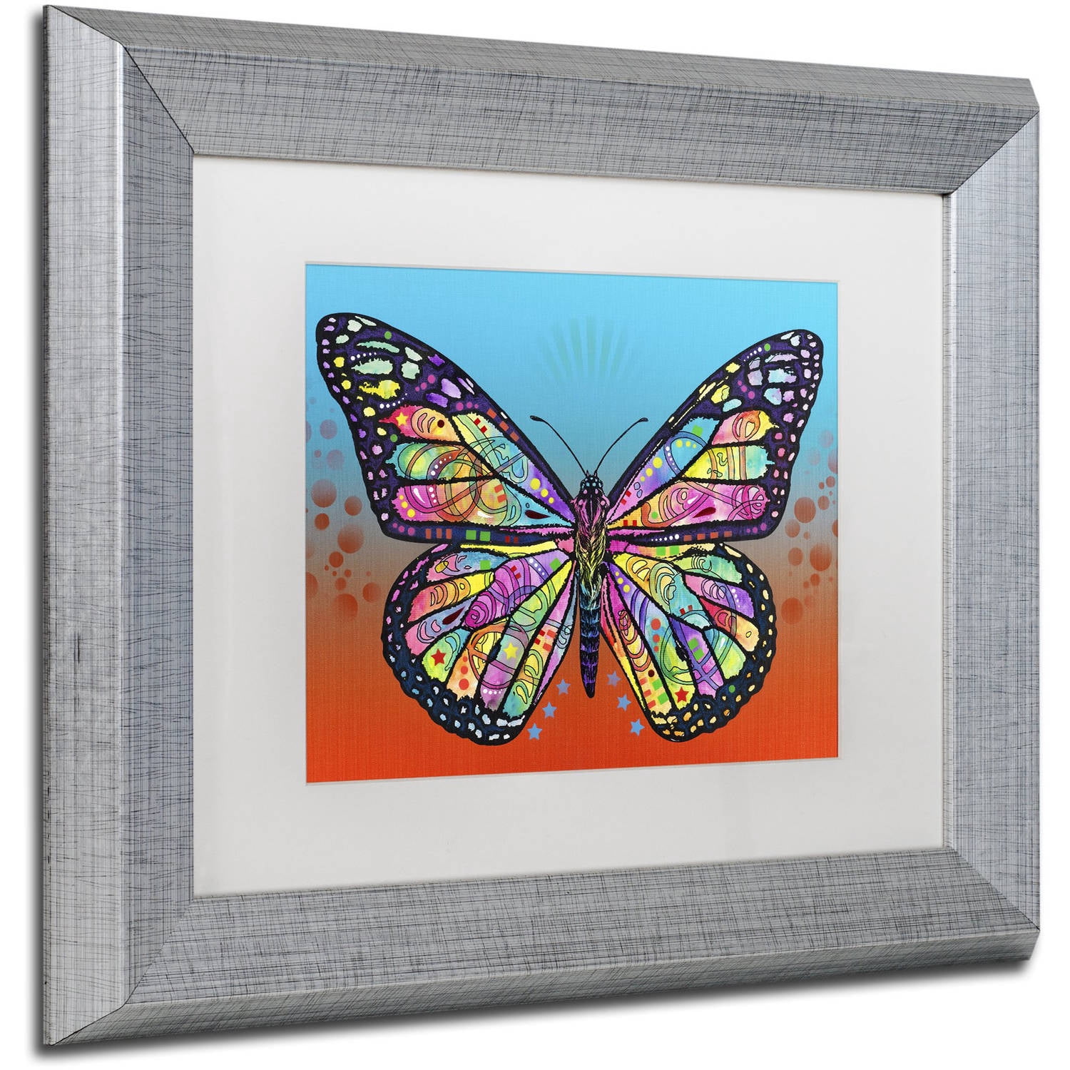Trademark Fine Art 'Butterfly' Canvas Art by Dean Russo, White Matte, Silver Frame