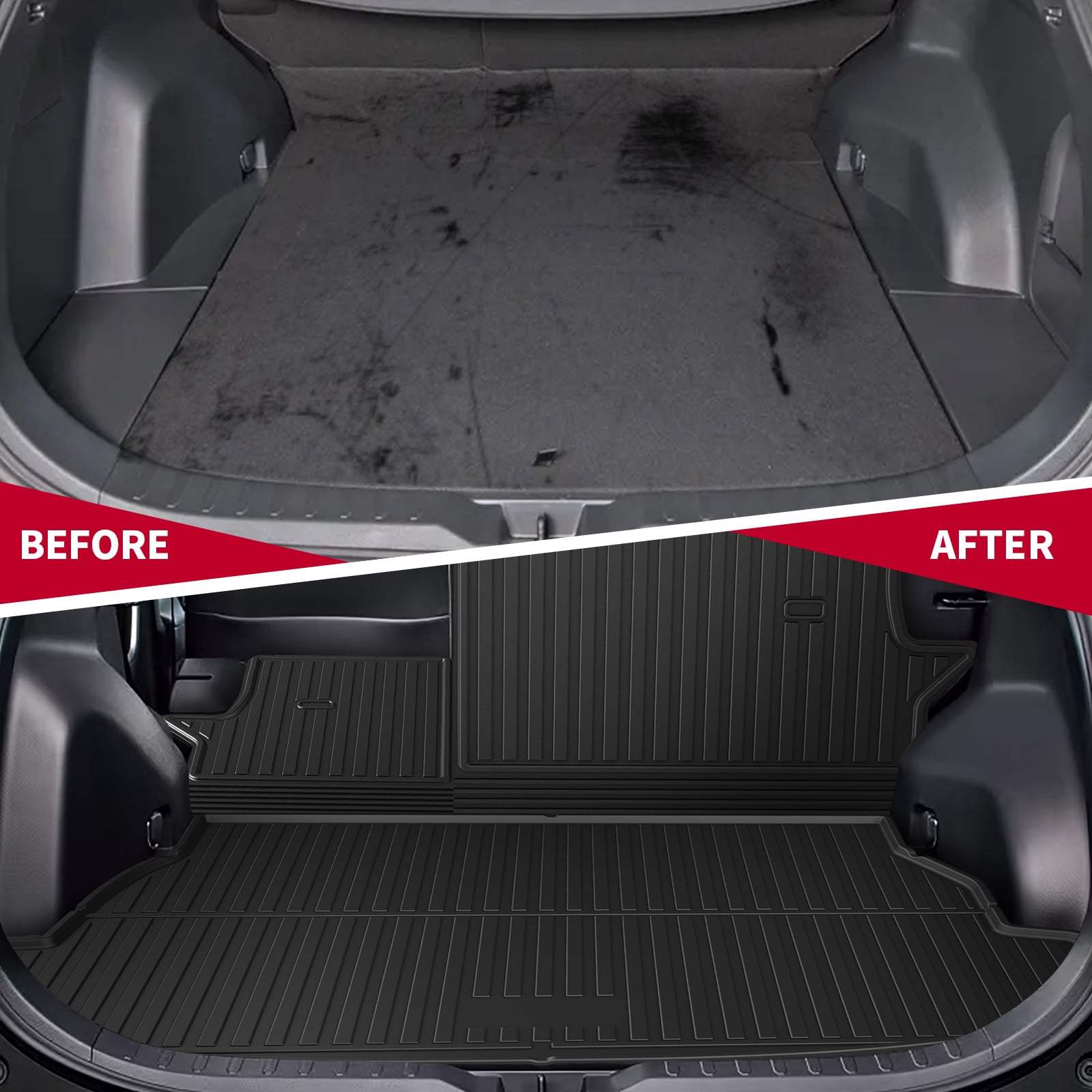 DIKSOAK Original Cargo Liner and Backrest Mats for the 2019-2025 Toyota RAV4 - Custom Fit Trunk Mat and Backrest Mats - All Weather Protection Anti-Skid Car Mats for Toyota RAV4