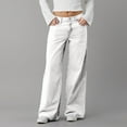 thumbnail image 5 of ZHOGXU Women Jeans High Waisted Solid Color Wide Leg Straight Fit Fashion Denim Pants Trousers With Pockets For Daily Wear White Xxxxxxl, 5 of 6
