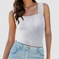 thumbnail image 2 of Youmylove Fashion Tops for Women Square Neck Wide Straps Crop Tank Tops Flower Lettuce Trim Crop Vest Slim Fitted Sleeveless Cropped Top Stylish Flowy Casual Tops, 2 of 5