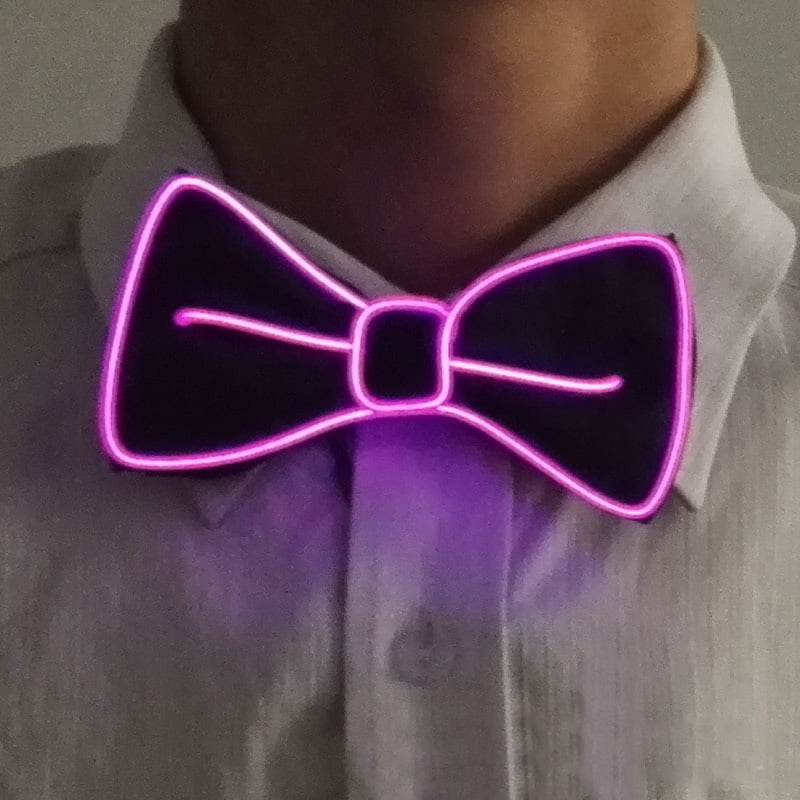 YIYIDANGSHI Cold Light EL Wire Bow Tie LED Light Up Luminous Tie Flash Tie for Cosplay Party 
