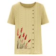 thumbnail image 4 of Shorts pour Femmes, Blouses pour Femmes, Mode Féminine Imprimée Confortable Ample Manches Courtes Blouse Boutonnée Col Rond Décontracté, 4 of 4