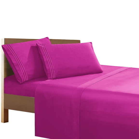 Super Breathable Soft Sheet set, 1500 Series Vibrant Colors, California King, Hot Pink
