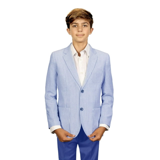 Gioberti Blazer Seersucker pour Garçons et Enfants, Bleu, Taille 5