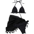 thumbnail image 2 of Women's 3 Piece Bathing Suit Triangle Bikini Swimsuit Set with Cover Up Skirt, 2 of 6