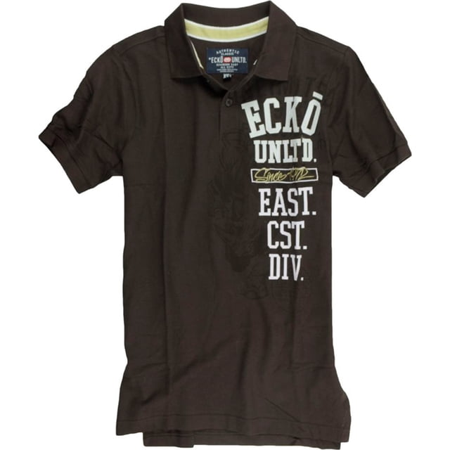 Ecko Unltd. Polo de rugby con números verticales SS para hombre, marrón, XXX-Large