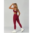 thumbnail image 4 of IBTOM CASTLE Two Piece Workout Sets for Women Color Block Strappy Sports Bra High Waist Leggings Yoga Pilates Outfits Cherry Red, 4 of 7