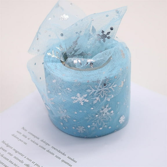 6cm Width 25Yards Snowflake Shiny Tulle Mesh Rolls Organza Ribbon DIY Crafts Christmas Birthday Wedding Party Supplies