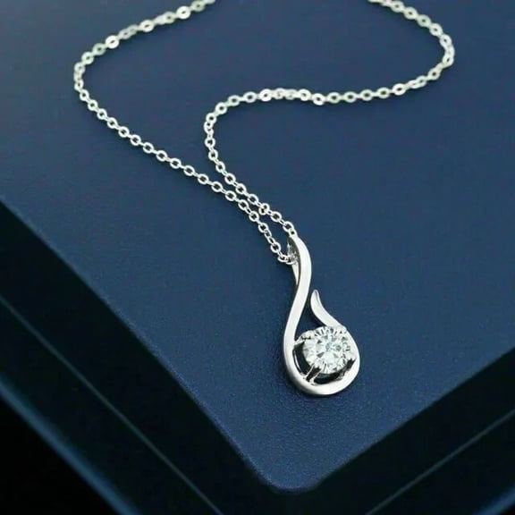 2Ct Round Cut Simulated Diamond Solitaire Women's Pendant 14K White Gold Plated