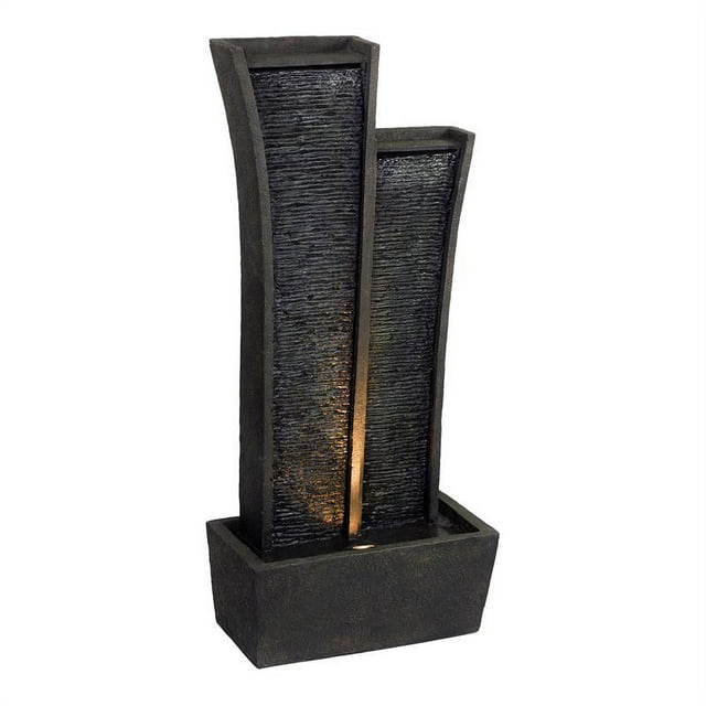 ORE International Polyresin Indoor/Outdoor Fountain with LED Light in Gray