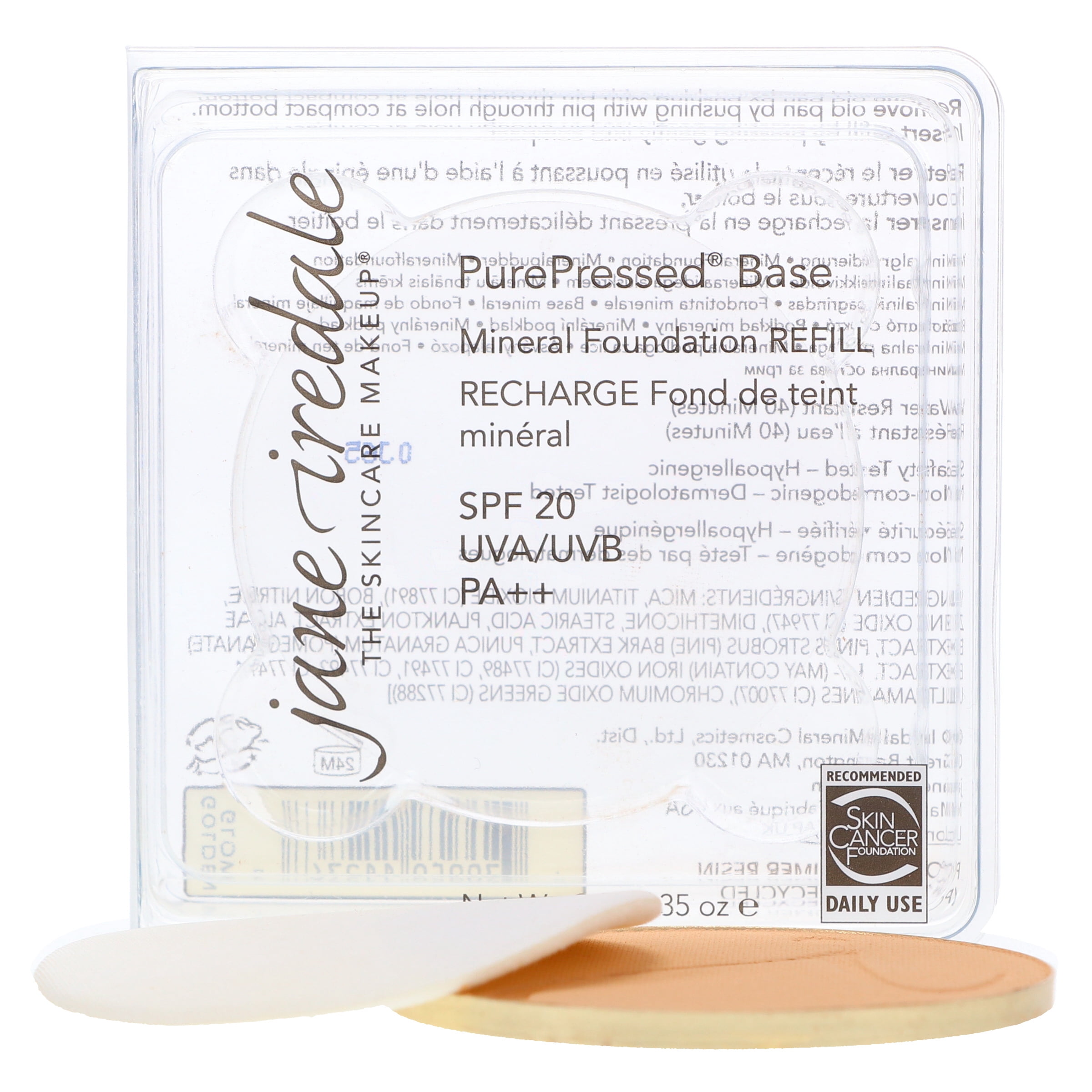 Jane Iredale PurePressed Base Foundation Refill SPF 20, Golden Glow, 0.35 oz