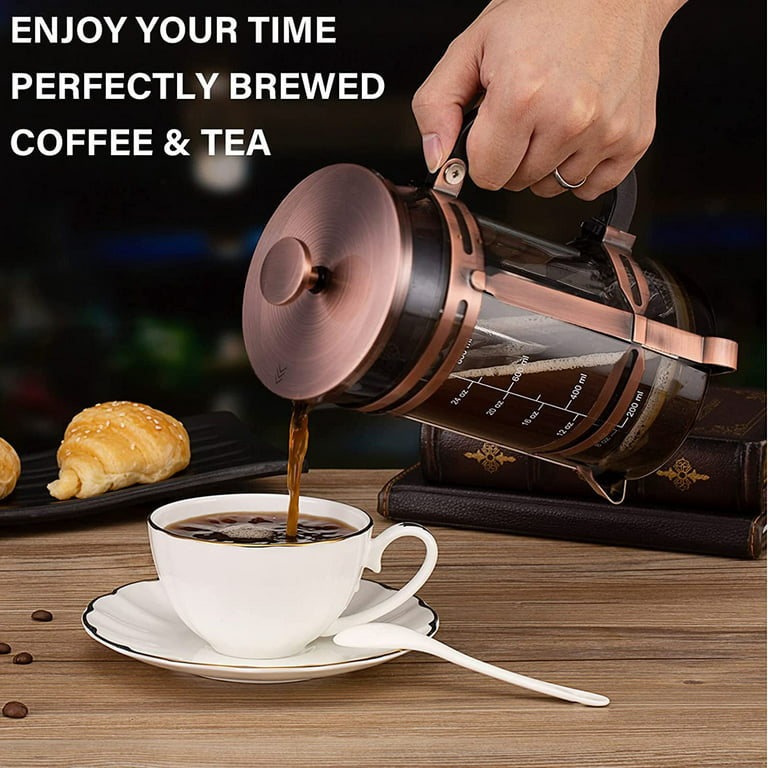 KONA French Press Coffee Maker Large Comfortable Handle & Glass Protecting  Stylish Stainless Steel Frame 34 oz (34 oz, 8 cups) 1000ml Stainless Steel