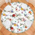 thumbnail image 2 of Pioneer Flower Floral Print Pattern Round Fitted Tablecloth with Elastic Edge,Dining Table Cover Waterproof,Outdoor Round Tablecloth for Camping,Dining,Indoor and Outdoor, 2 of 7