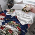 thumbnail image 3 of Christmas Snowman Truck Throw Flannel Blanket 30x40In Poinsettia Leaf Xmas Balls Blue Background Super Soft Cozy Bed Blanket, Lightweight Plush Fuzzy Bed Throw for Bedroom Sofa Couch Living Room, 3 of 4