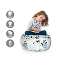 thumbnail image 2 of Panda Storage Toy Bag Chair, Pattern with Animal in Space Plants Rockets and Stars in Pastel Tones, Stuffed Animal Organizer Washable Bag, Small Size, Multicolor, by Ambesonne, 2 of 3