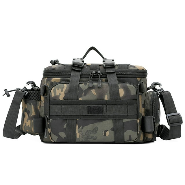Tactical Fishing Lure Bag Sling Fishing Tackle Molle Backpack with Rod Holder Box Storage Outdoor Compact Waist Rig Pouch