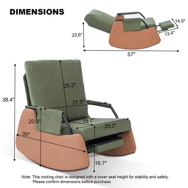 AKDSteel Fauteuil Berçant Inclinable en Velours Côtelé Doux pour Adultes, Dossier Haut et Repose-Pieds Réglables, Cadre en Acier Robuste, Poche Latérale, Accent Moderne pour Salon et Chambre