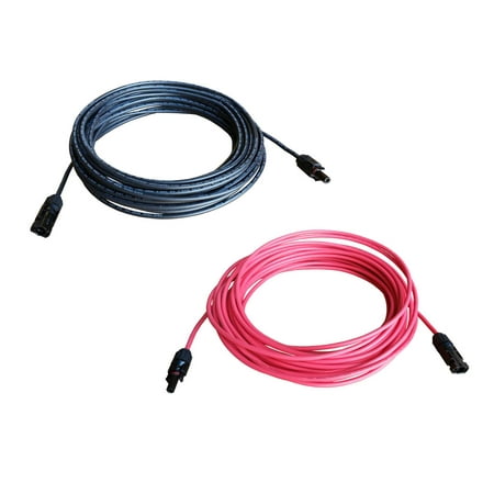 - 8 AWG 8 Gauge 1 Pair 3 Feet Black + 3 Feet Red Solar Panel Extension Cable Wire MC4 Connector
