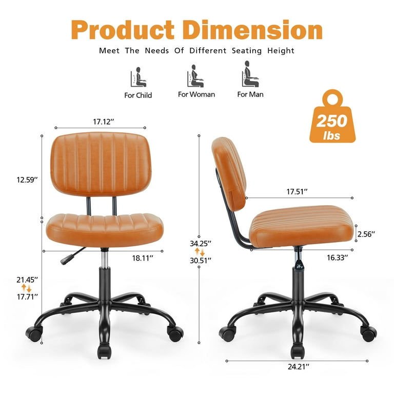 Inbox Zero Armless Office Chair Low Back Desk Chair with Lumbar Support,  Adjustable Height for Small Space & Reviews