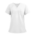 thumbnail image 2 of White Scrub Tops for Women Soft Stretch V-Neck Medical Scrub Top with Pockets S, 2 of 6