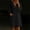Black, variant on QUNYINEY Cotton Linen Women Dresses Summer Midi 3/4 Sleeve A Line Dress with Pockets Casual Solid Loose Fit V Neck Dresses