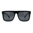 thumbnail image 4 of Polarized Mens Flat Top Horn Rim Plastic Rectangle Mogul Sunglasses Matte Black Gunmetal - Black, 4 of 7