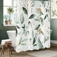 thumbnail image 4 of Green and Gold Leaf Shower Curtain, Sage Eucalyptus Leaves with Gold Branches Botanical Plants Fabric Bathroom Curtain Home Decor Waterproof Washable 12 Hooks, 84'' Lx72 W, 4 of 6