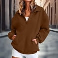 thumbnail image 2 of Lumtrix Womens Oversized Sweatshirts V Neck Henley Turtle Neck Long Sleeve Button Fleece Pullover, Casual Teen Girls Y2K , Fall Winter Fashion Coffee M, 2 of 7