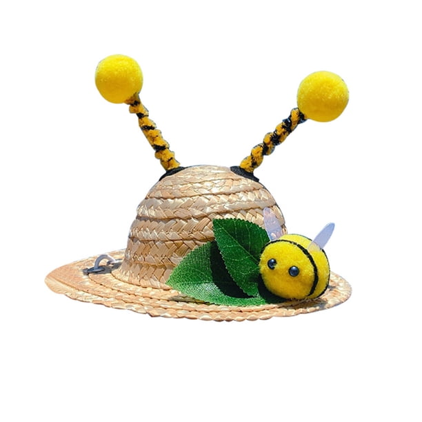 KAKOWELY Sombrero de paja delicado y moderno para perros y gatos, ideal para el sol y para cachorros.