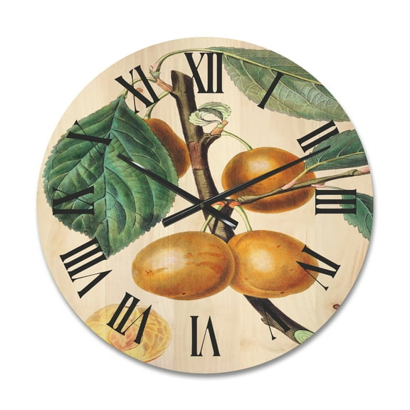 Designart 'Ancient Fruits II' Farmhouse Wood Wall Clock