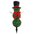 thumbnail image 2 of YardVibe Christmas Snowman Topiary Trees Artificial Outdoor Plants - 32'' Boxwood Topiaries with Red Bow Hat Tie, Faux Topiary Outdoor Plants for Home Front Porch Door Decor Outside Garden, 2 of 9