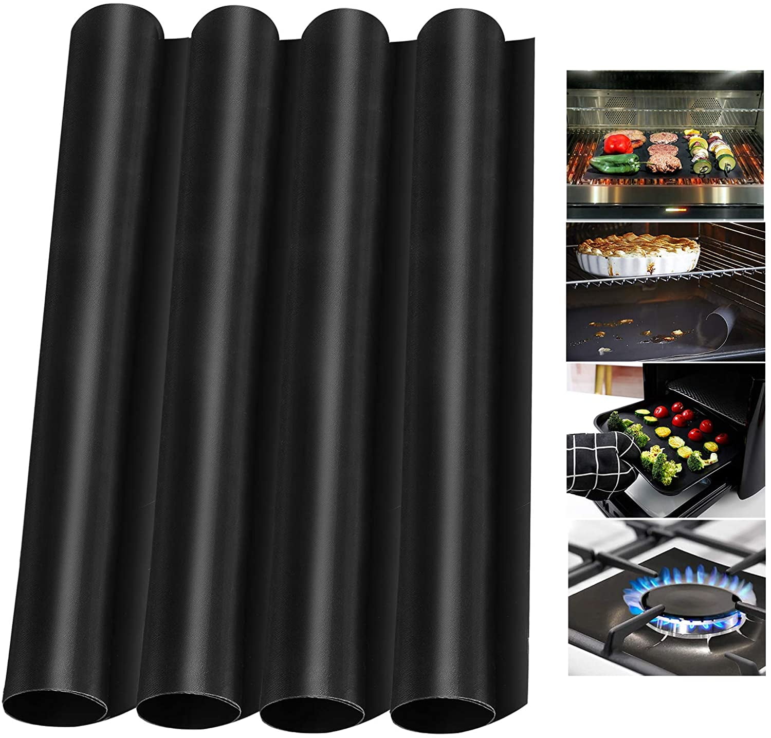 Non Stick Best BBQ Grill Heavy Duty Oven Liners & Baking Mats YepLife Grill Mat Set of 4 Reusable and Easy to Clean FDA Approved