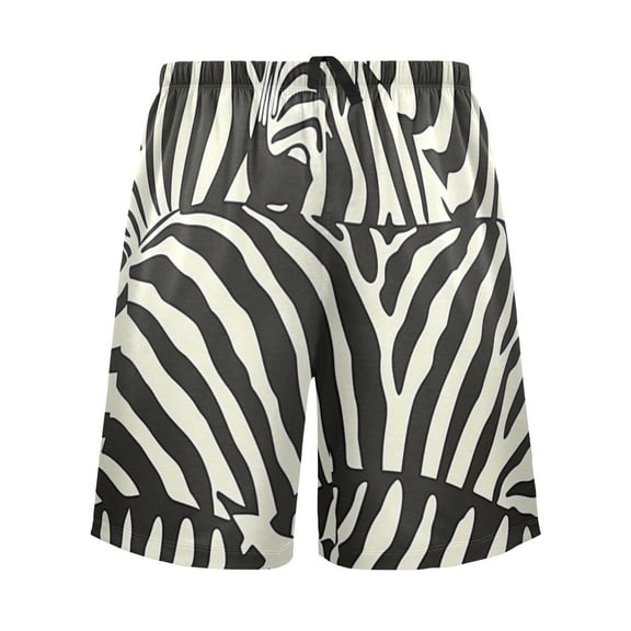 joogoo Mens Swim Trunks Zebra Black Print Beach Shorts Drawstring Elastic Waist Swimwear Bathing Suits L
