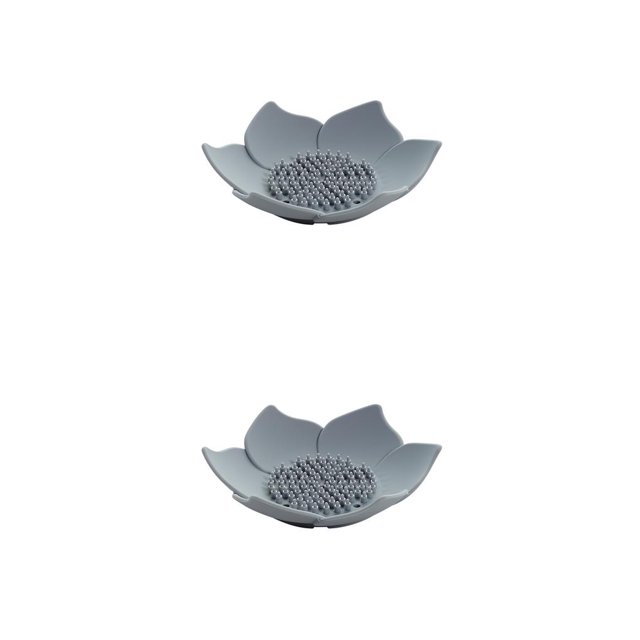 sweethay Placa de almacenamiento Soporte de drenaje de silicona Organizador de almacenamiento en forma de flor para cocina de baño, gris Type2 NO2