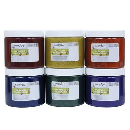 Handy Art Washable Glitter Finger Paint, 16 oz, Set of 6