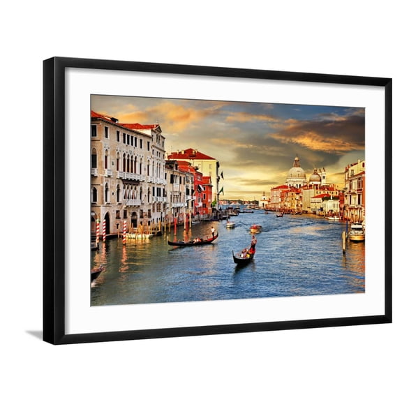 Art.com Venetian Sunset Art Print by Maugli-l, Black Frame Wall Art, 29" x 21"