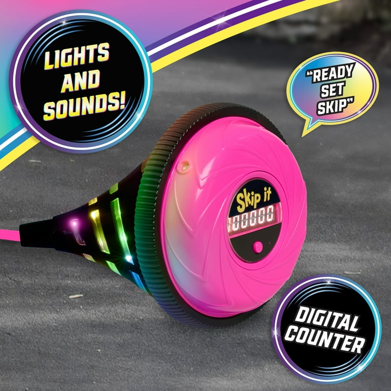 Skip It Retro Outdoor Toy, Light Up Ball and Digital Counter, Pink, Boys and Girls, Ages 5 and up