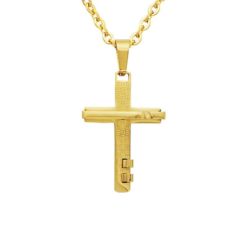 Stainless Steel Gold Cross Pendant 