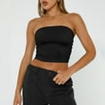 thumbnail image 2 of tops de tubo para mujer tops cortos sin tirantes básico sin espalda sin mangas bandeau lindos trajes de verano sexy tops sólidos negro / s, 2 of 7