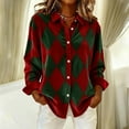 thumbnail image 2 of Arnsht Womens Plaid Shirts Cotton Classic Long Sleeve Button Down Collared Casual Tops Corduroy Shirt Jacket Lightweight Fall Blouses Green XL, 2 of 5