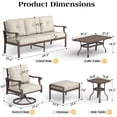 thumbnail image 2 of Mvpipi 7 Piece Aluminum Patio Conversation Set, Outdoor Metal Furniture Set w/Rocking Swivel Chairs, 3-Seat Sofa, Ottomans and Coffee Side Table, 5" Thickened Cushions for Backyard, Poolside, Beige, 2 of 9