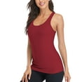 thumbnail image 2 of Women's Cotton Racerback Camis Tank Tops with Shelf Bra Undershirt, 2 Pack, 2 of 5