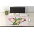 thumbnail image 2 of Guitar Computer Mouse Pad, Cartoon Style Happy Dinosaur Playing an Instrument Romantic Hearts on the Back, Rectangle Non-Slip Rubber Mousepad X-Large, 35" x 15", Rose Multicolor, by Ambesonne, 2 of 2